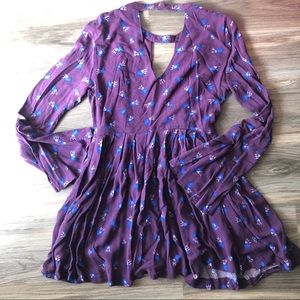 Free People Womens Flowy Floral Shirt Dress Size 0